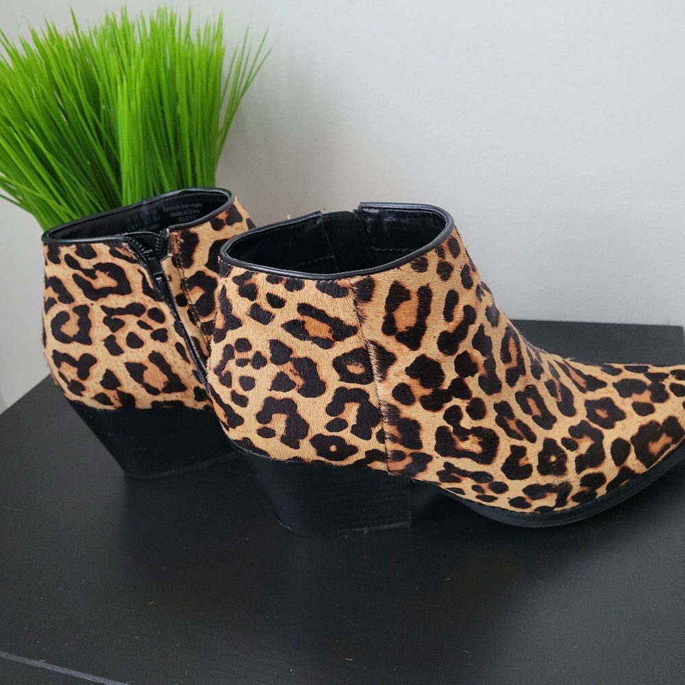 Bleecker and Bond Leopard Print Ankle Booties